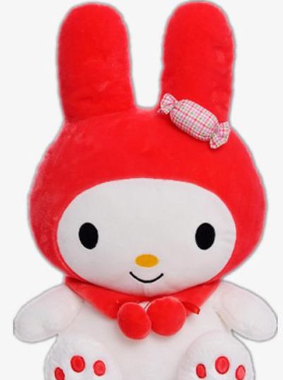 红色玩偶兔（红色的玩偶卡通人物）